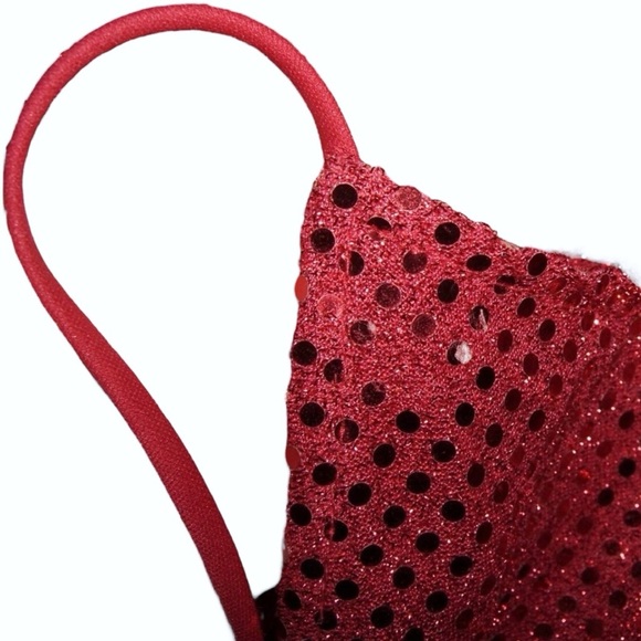 Taboo Dress Vintage 90s Red Sequin Glitter Open Back Hollywood y2k Prom Fairy - Picture 9 of 14